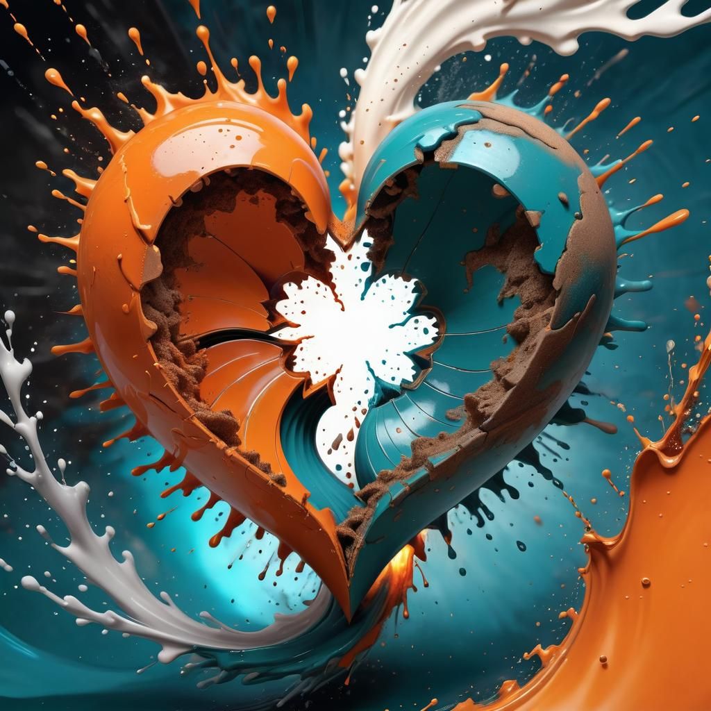 Orange and blue heart