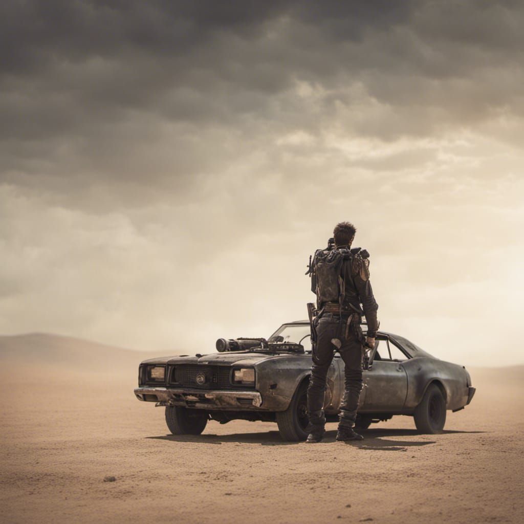 Mad Max post apocalyptic future with nothing all desert one man against ...