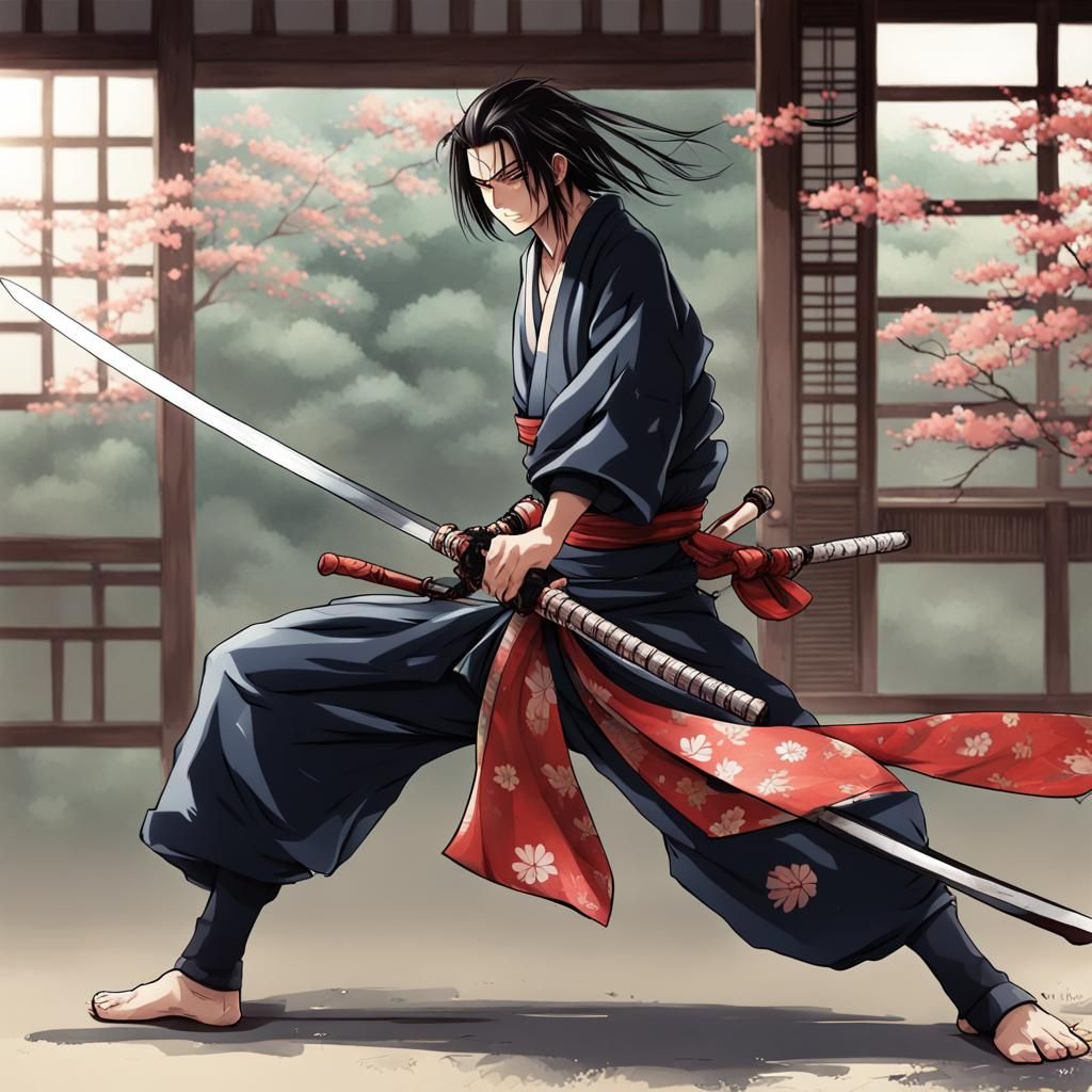 samurai swinging his katana
