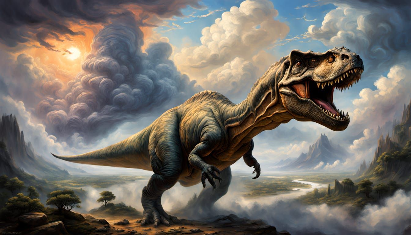 A breathtaking, photorealistic vision of the Jurassic Period, where colossal dinosaurs roam an ancient, untamed Earth. U...