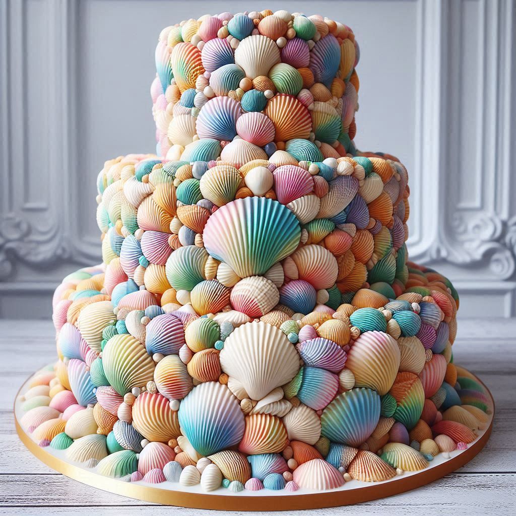 Rainbow shell cake