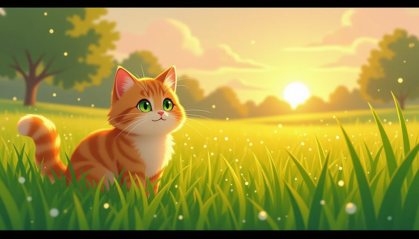 a photo for and grass at morning in place like a farm catroon

