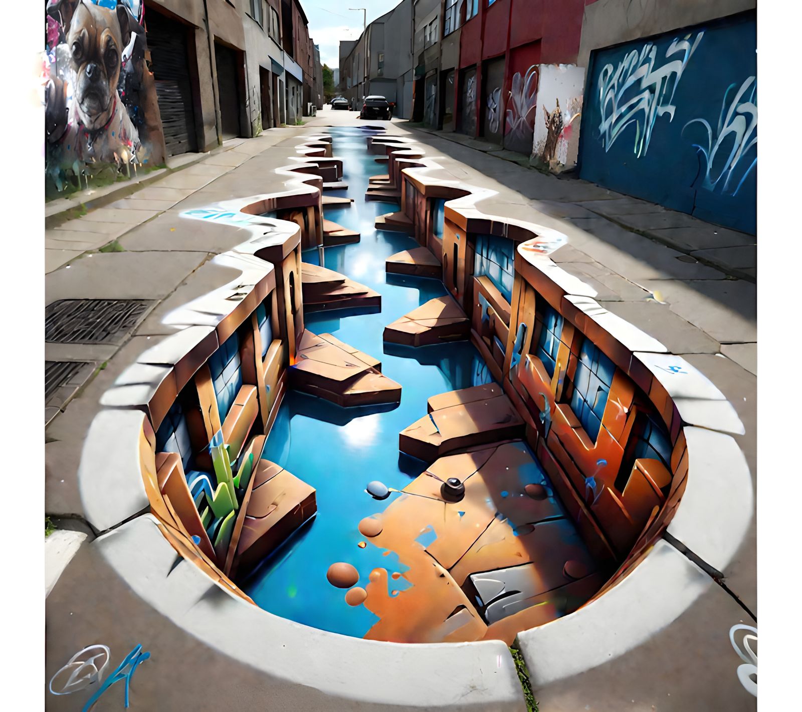 Maggie Mae wall graffiti Tribute, anamorphic 3d