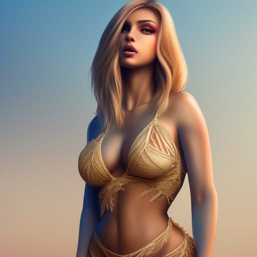 Scarlet Goddess in Lace: Hyper-Detailed Digital Art