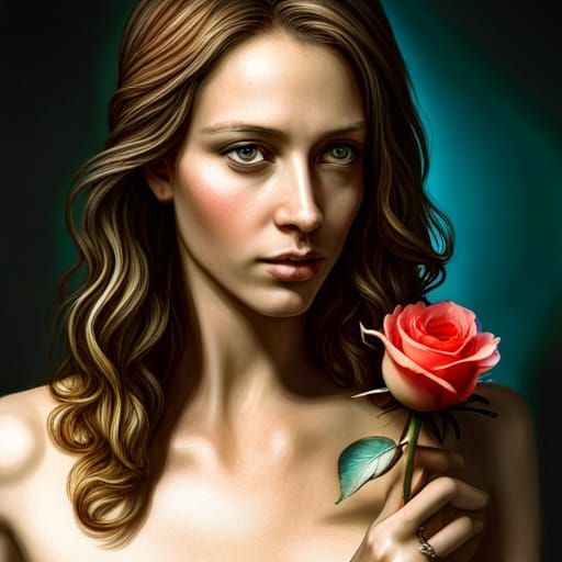 beautiful serene mary magdalene head and shoulders portrait ...