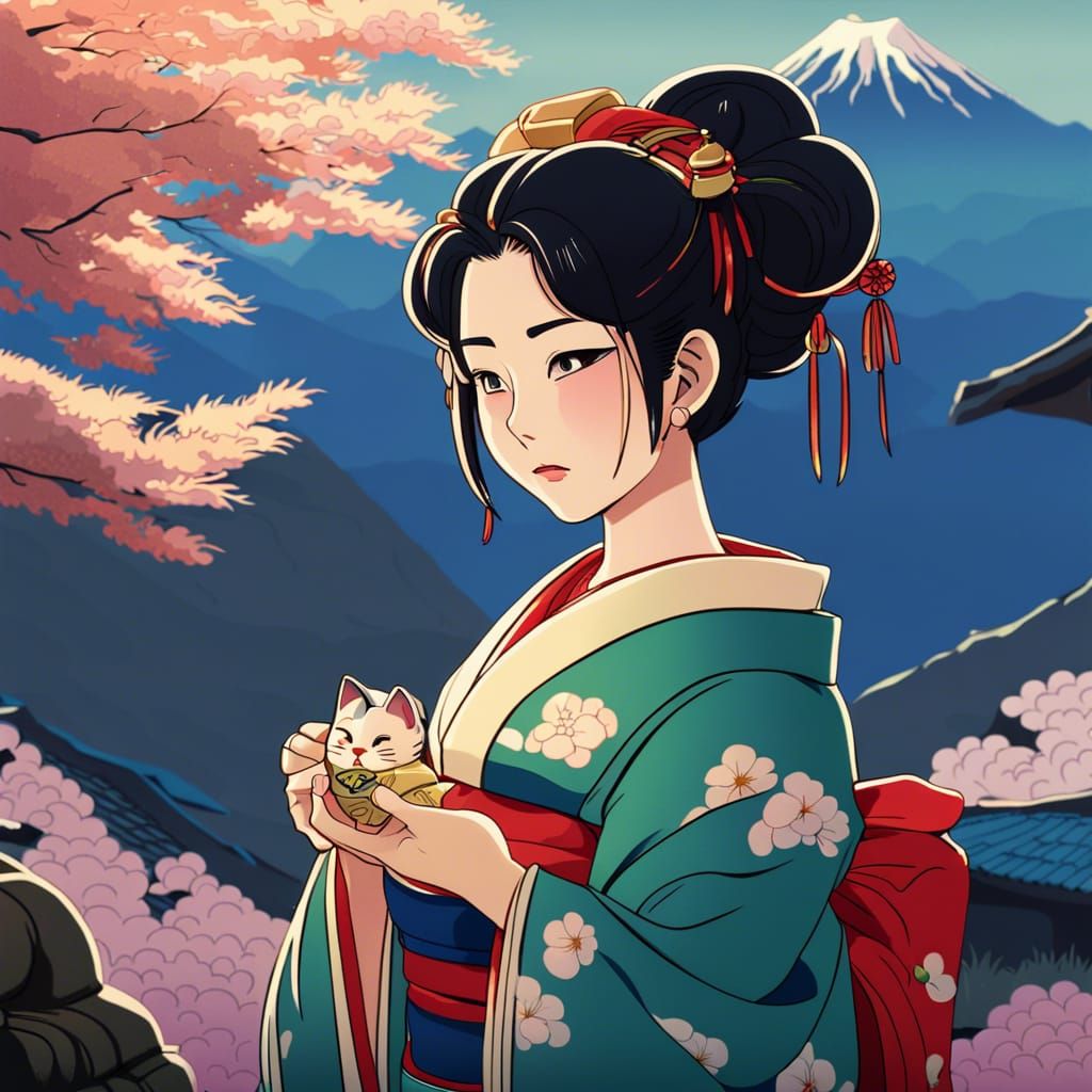 Cute geisha - AI Generated Artwork - NightCafe Creator