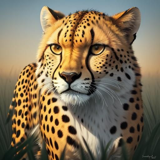 Camouflaged Cheetah in Savannah Watercolor