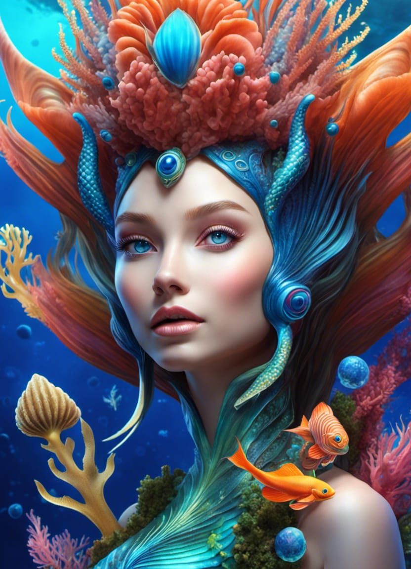 An incredibly beautiful alien mermaid in the most intricate detail - AI ...