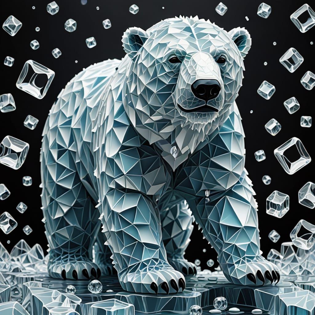 A polar bear made of ice cubes  by @Luna