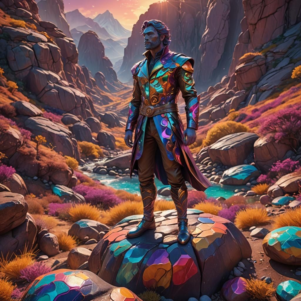 Colorful Plastelina Man in Whimsical Landscape