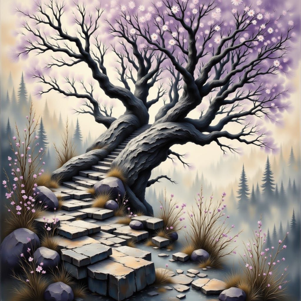 Hyperdetailed Charcoal Drawing of Purple Light