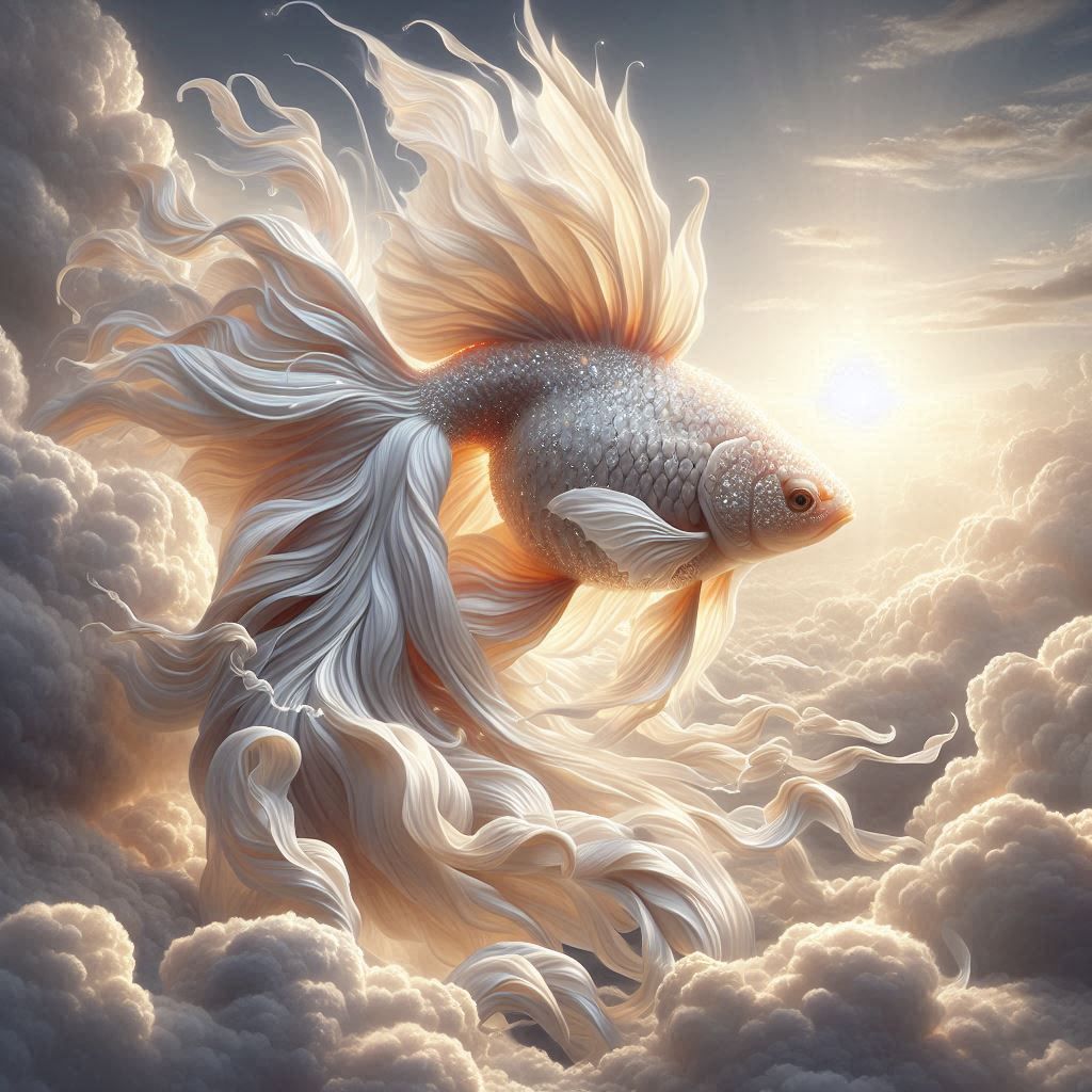 White Goldfish in the Sky  by @MasterRed