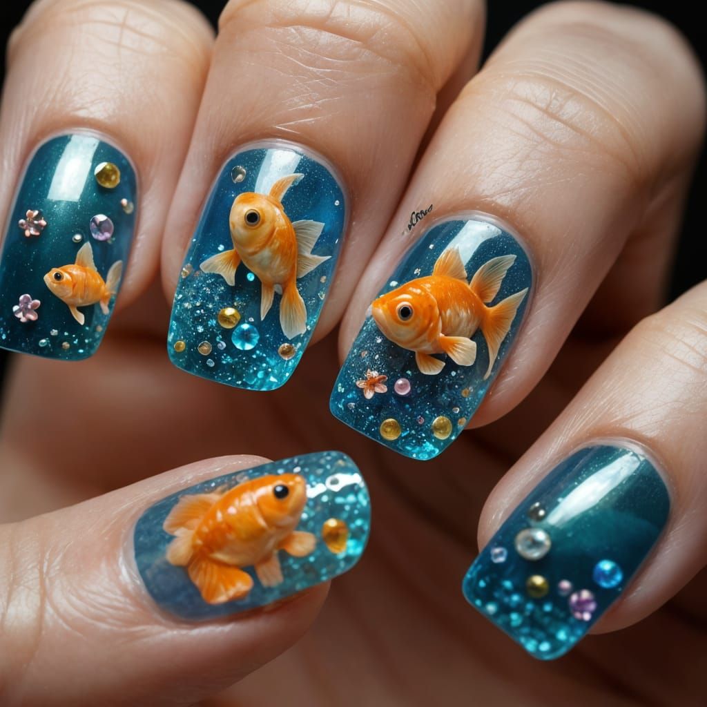 3D Nail Art  by @DiscoKittie