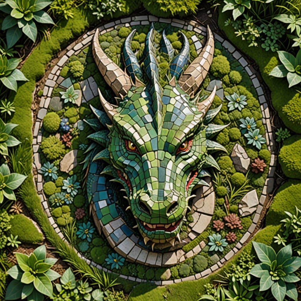 Dragon Garden Mosaic  by @Superbear