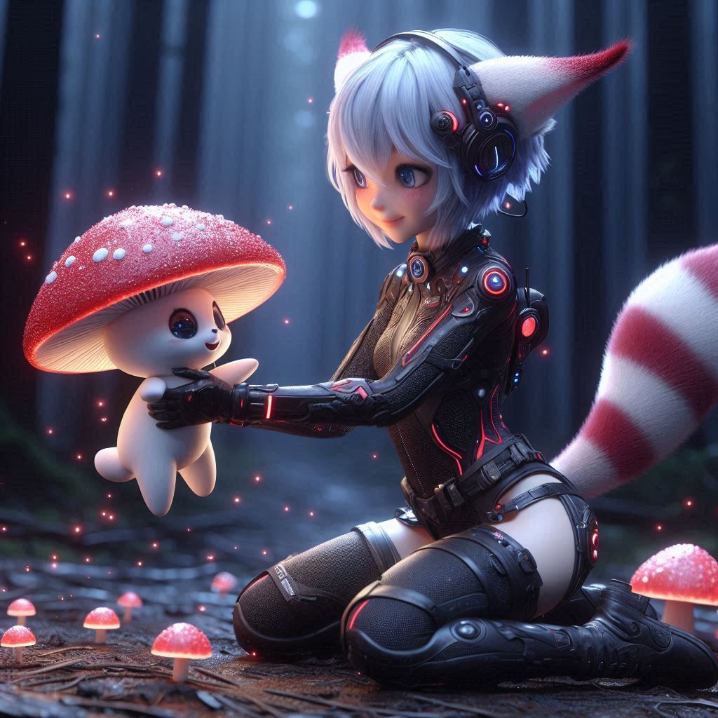 Jaybe meets a little mushroom creature