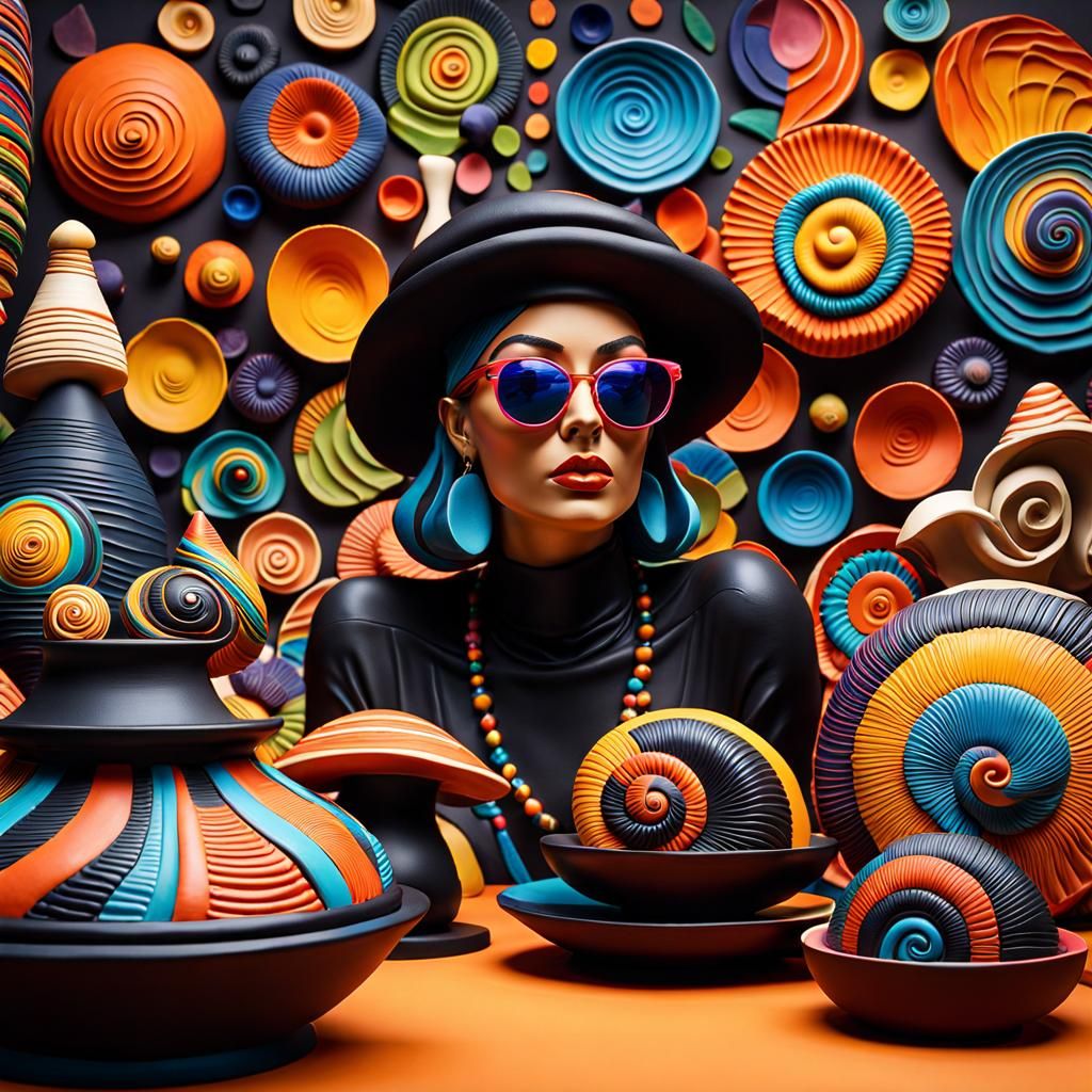 Eccentric clay pottery AI Generated Artwork NightCafe Creator