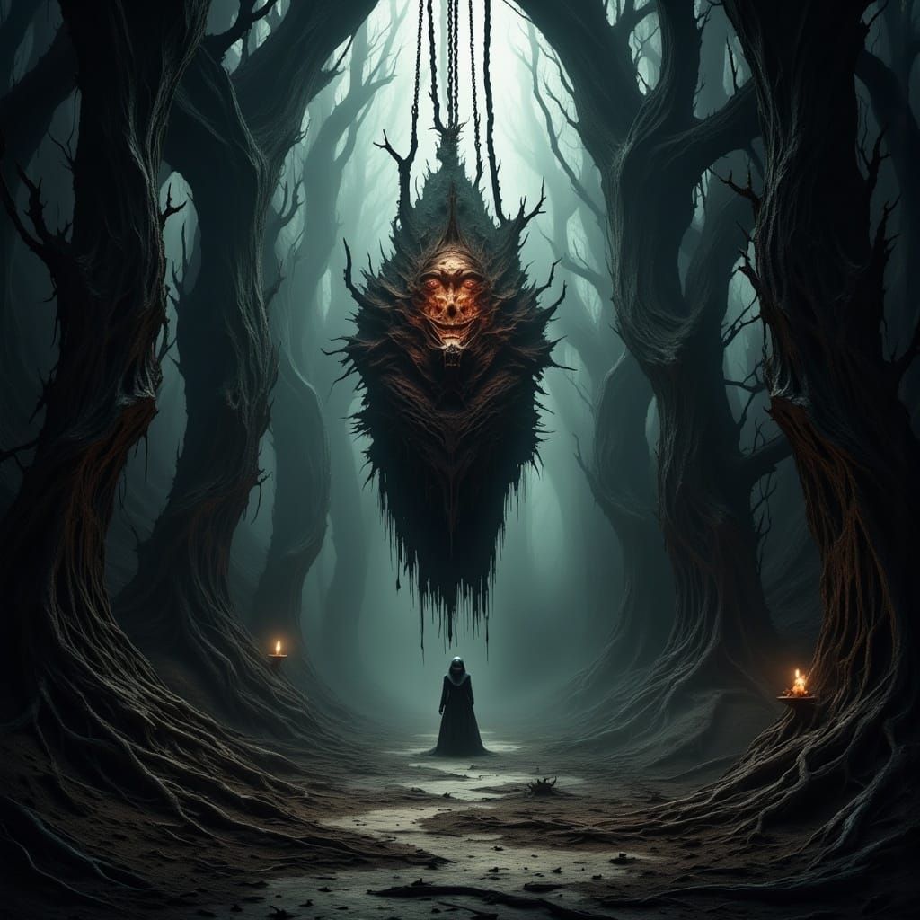 <lora:Giggity Giggity:1.0> A decaying cathedral stands isolated in the heart of a dense, fog-choked forest, its once-majestic spires now wea...