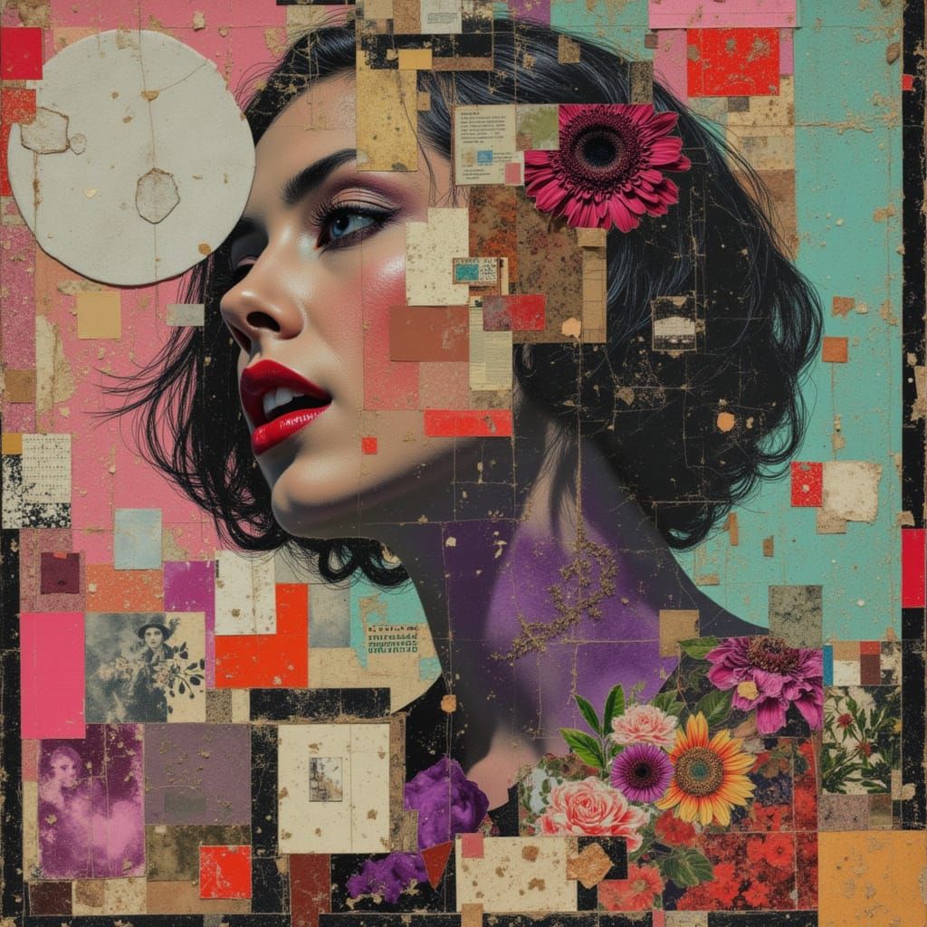 Glitch Collage of Feminist Protest with Surreal Elements