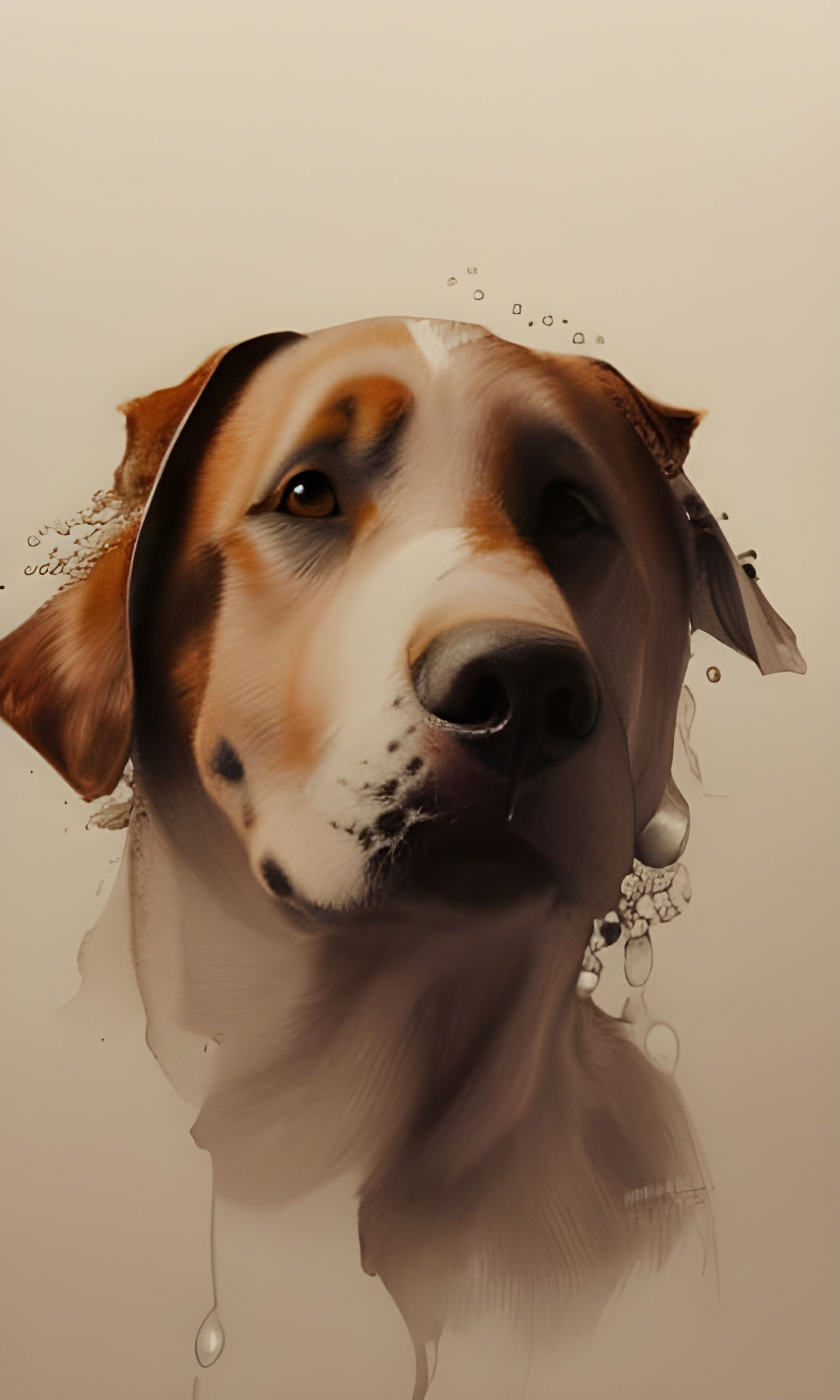 Water colour painting of a beautiful dog, head and shoulders...