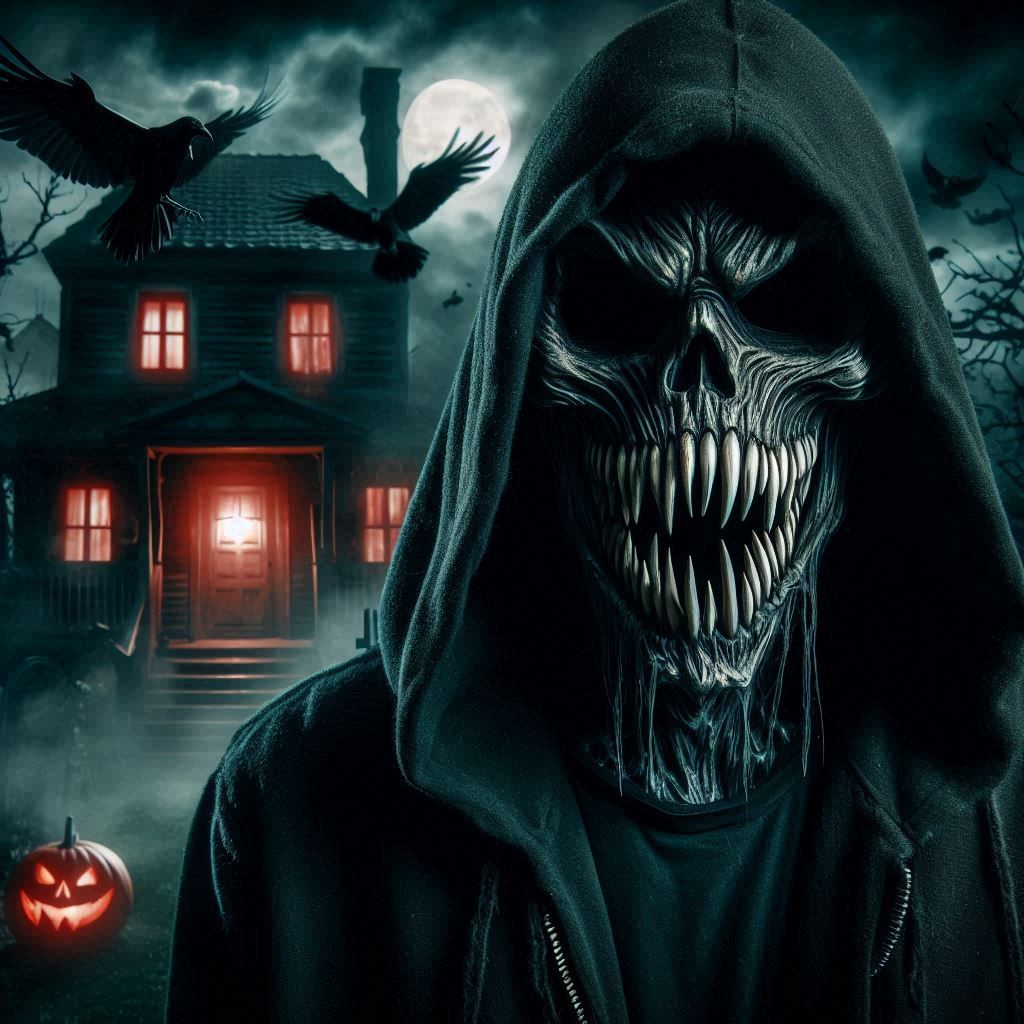 HE WEARS A HOOD AND  COMES AT NIGHT   by @Win888