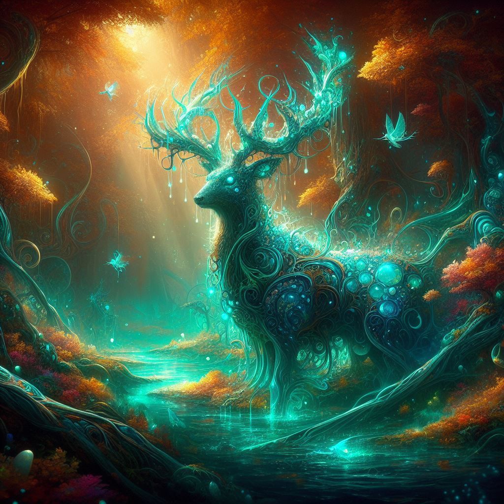 Teal fantasy stag