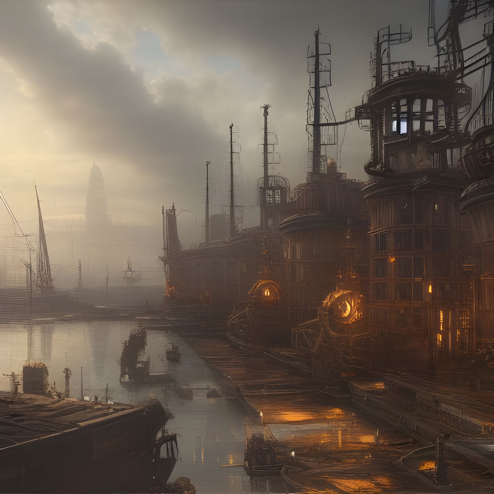 Steampunk Dockyards XII - AI Generated Artwork - NightCafe Creator