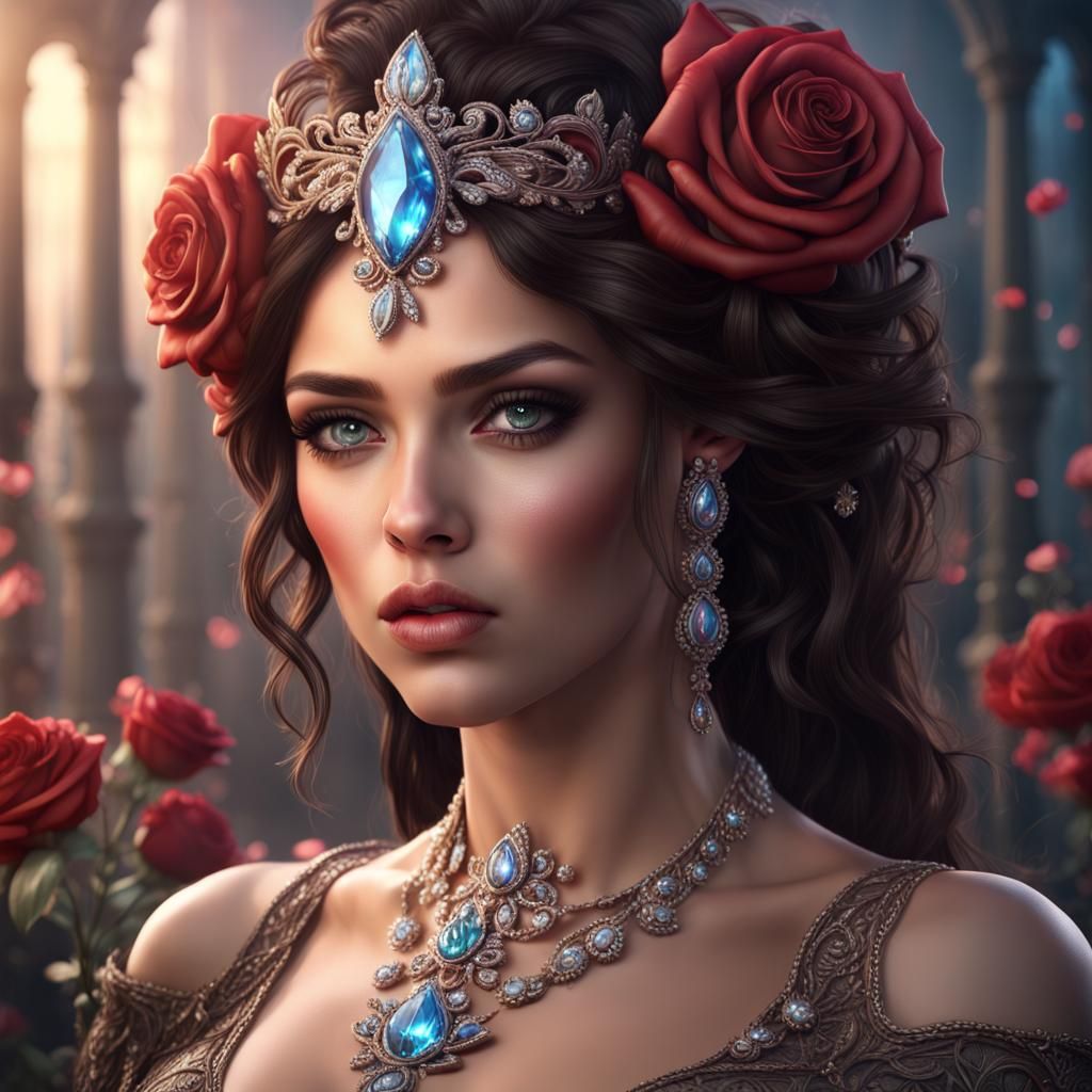 Goddess of diamonds and roses - AI Generated Artwork - NightCafe Creator