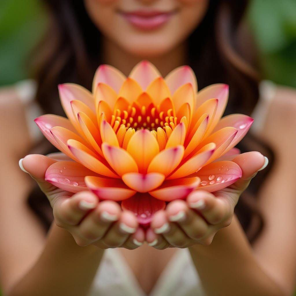 Orange lotus flower  by @Eto Demerzel