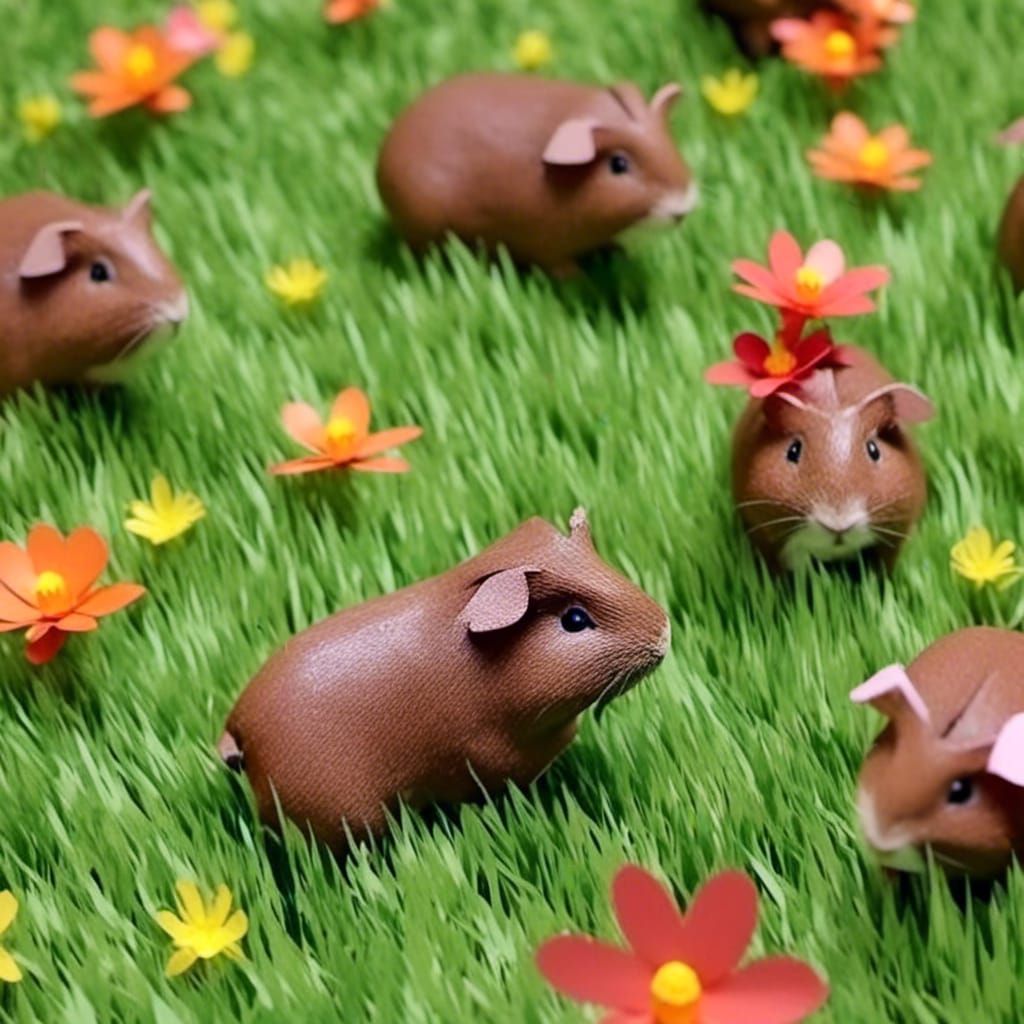 <lora:Hershey:1.0> Brown Guinea pig in the grass discovering...