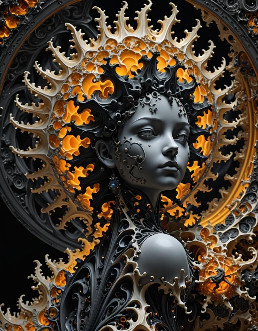 (((Porcelain Sculpture Of A Dangerous Beauty:1.8, Esoteric M...
