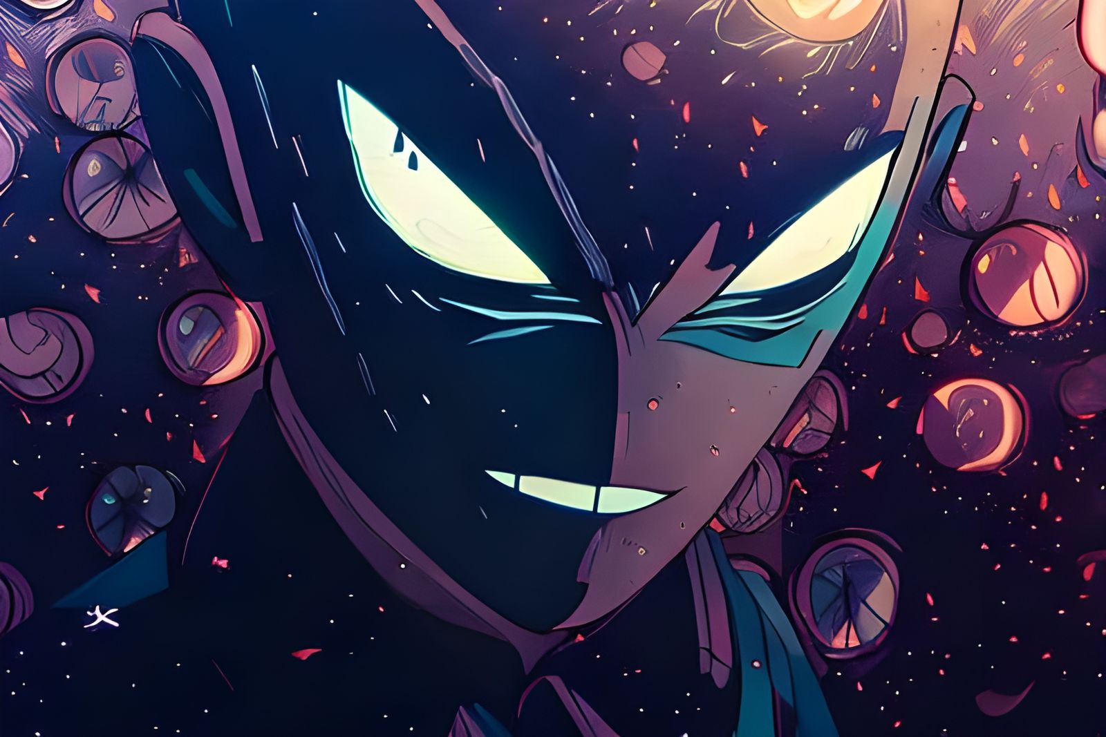 Anime Alien Portrait in Space: Hyperdetailed Pop Art