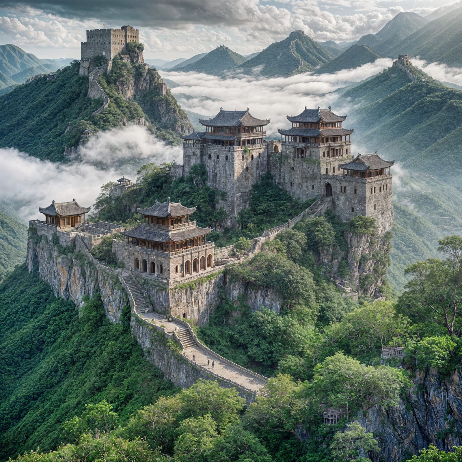 Abandoned Chinese Fortress on Mountain Peak
