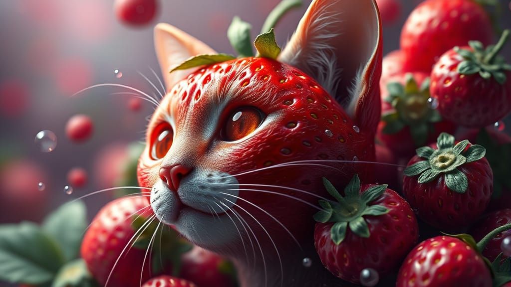 strawberry cat fruit   by @Chippa