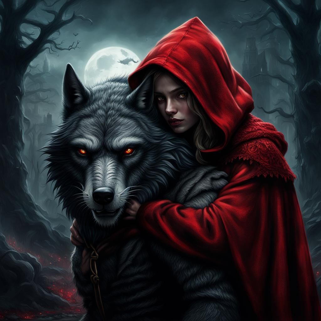 scarlet and her lovely werewolf - AI Generated Artwork - NightCafe Creator