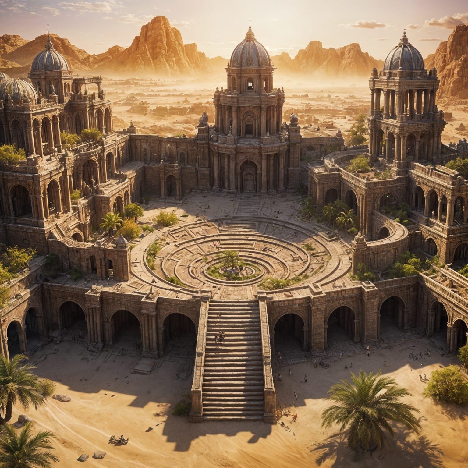 Magical realism. Close-up. An ancient city rising from the sand, ancient ruins exposed by the shifting ...  by @Barabashka