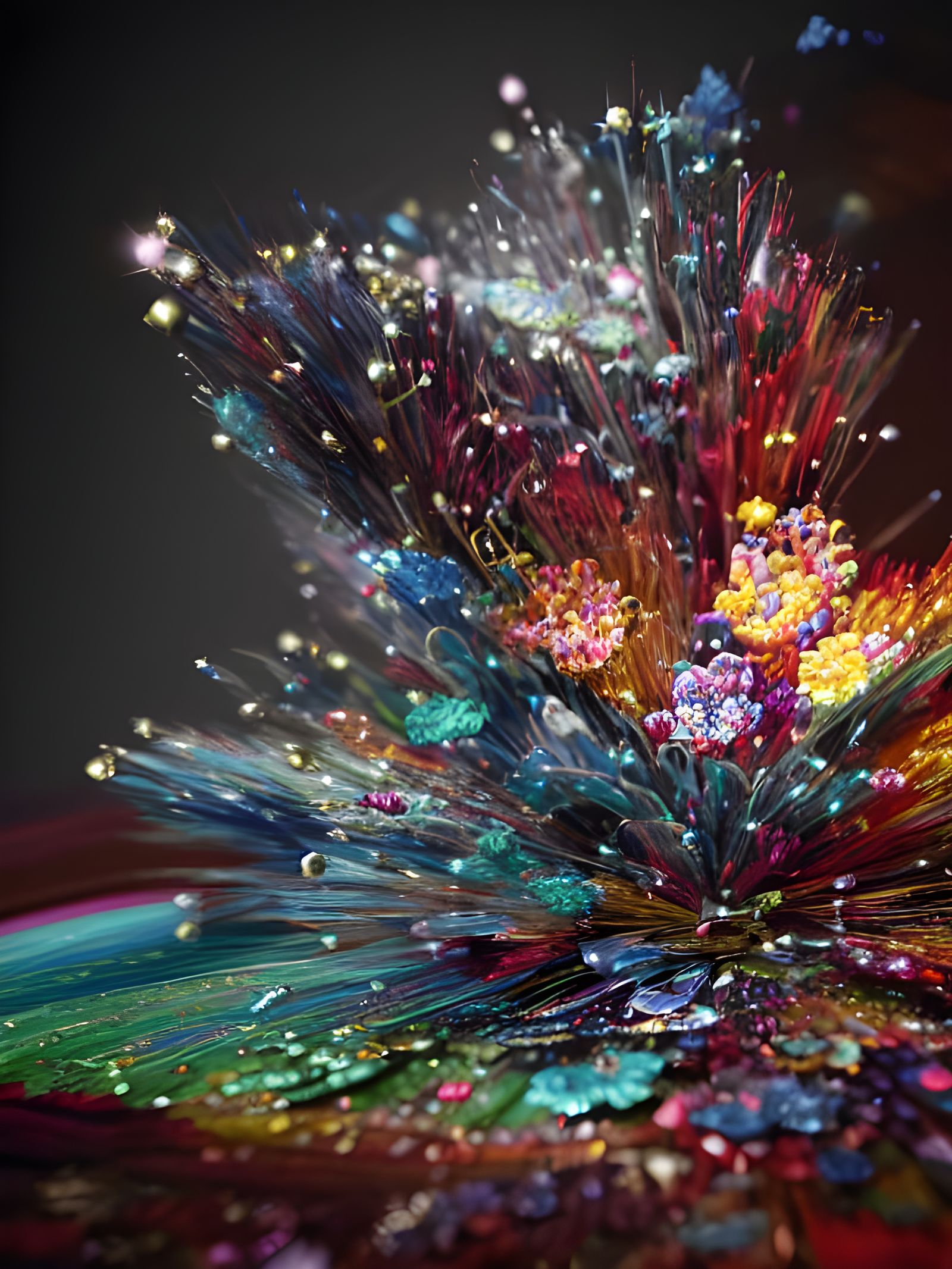 Vibrant Macro Floral Wonderland in Extravagant, Layered Art