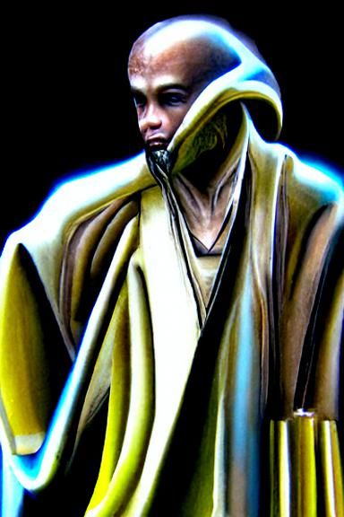 Intricate detail futuristic high dimensions Jedi monk