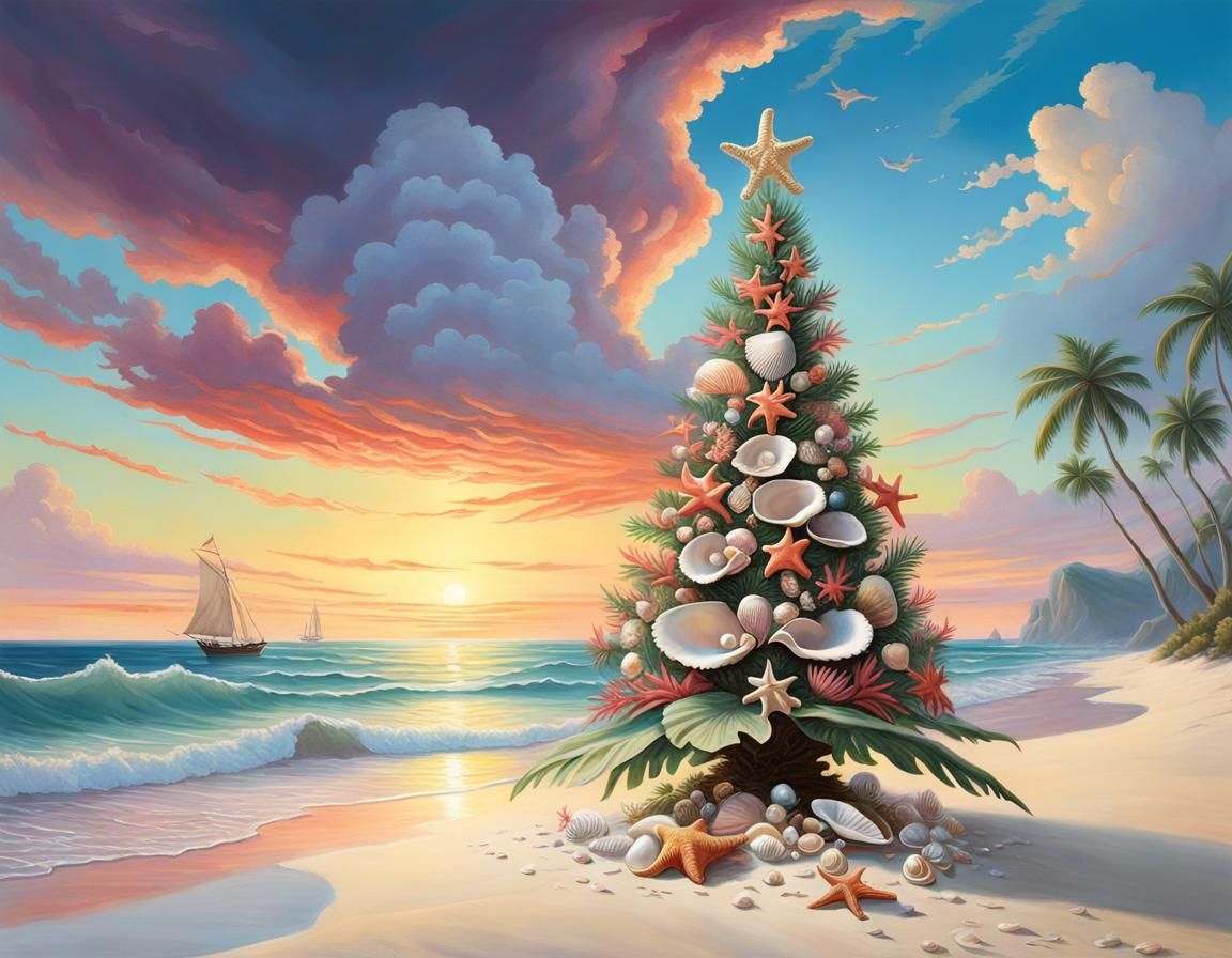 An tropical paradise Christmas tree  by @Edana