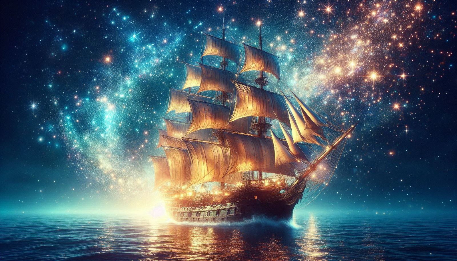 A sailing ship at twilight