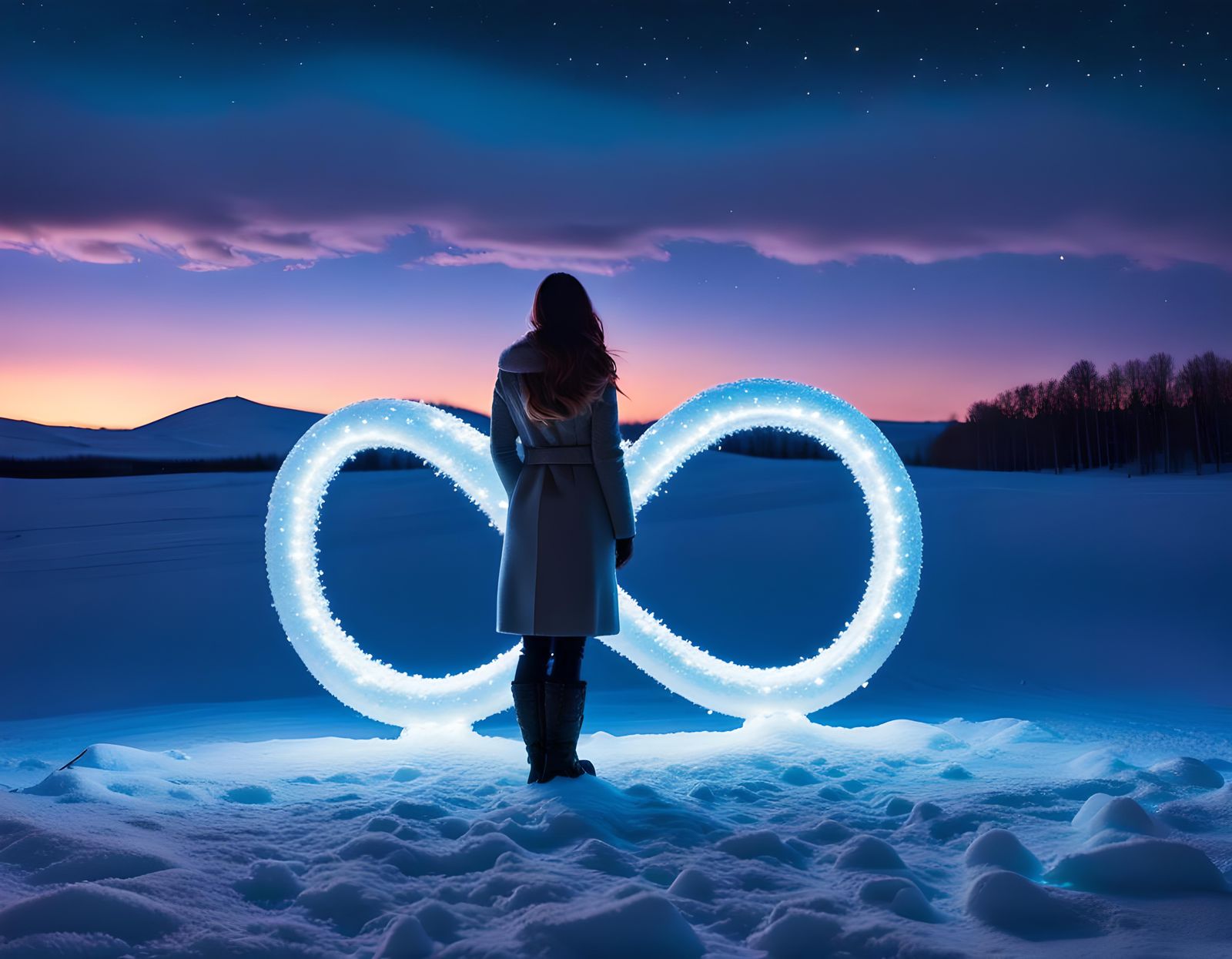 DNA Infinity Symbol in Winter Dusk