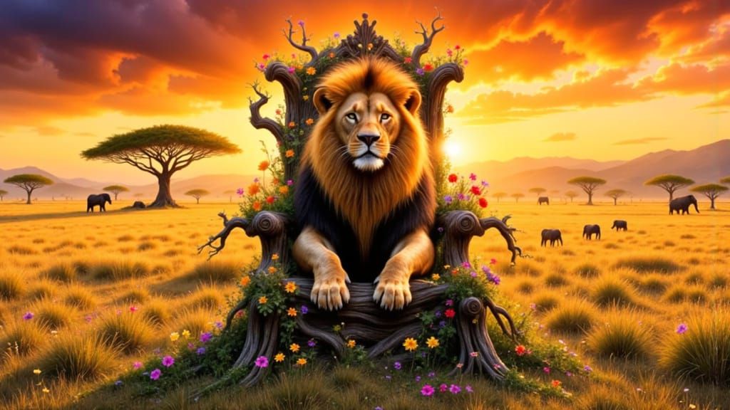 The king on the blooming throne