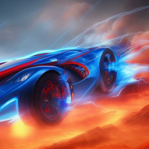 red lightning racing blue lightning - AI Generated Artwork - NightCafe ...