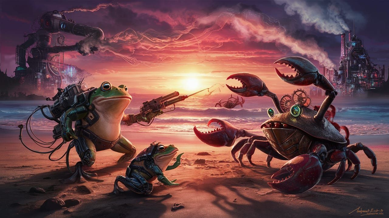 Amazing sunsets on the beach watching the war between frogs and crabs ...