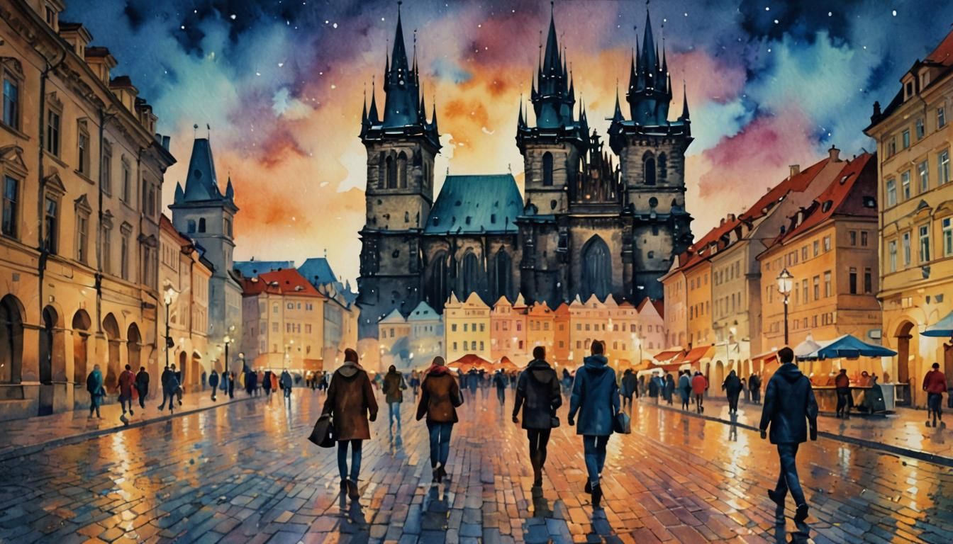 Night at Staromestske namesti, Prague 5  by @Alan