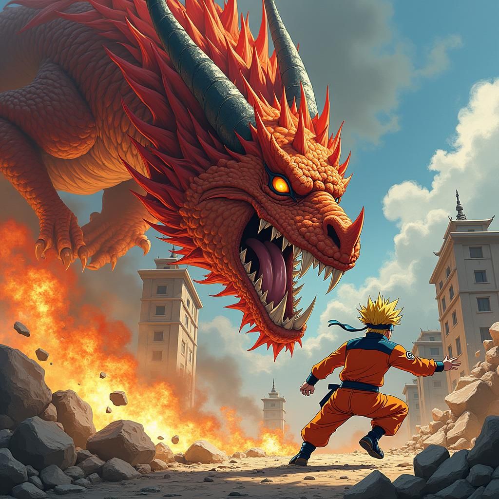 dragon attacking naruto