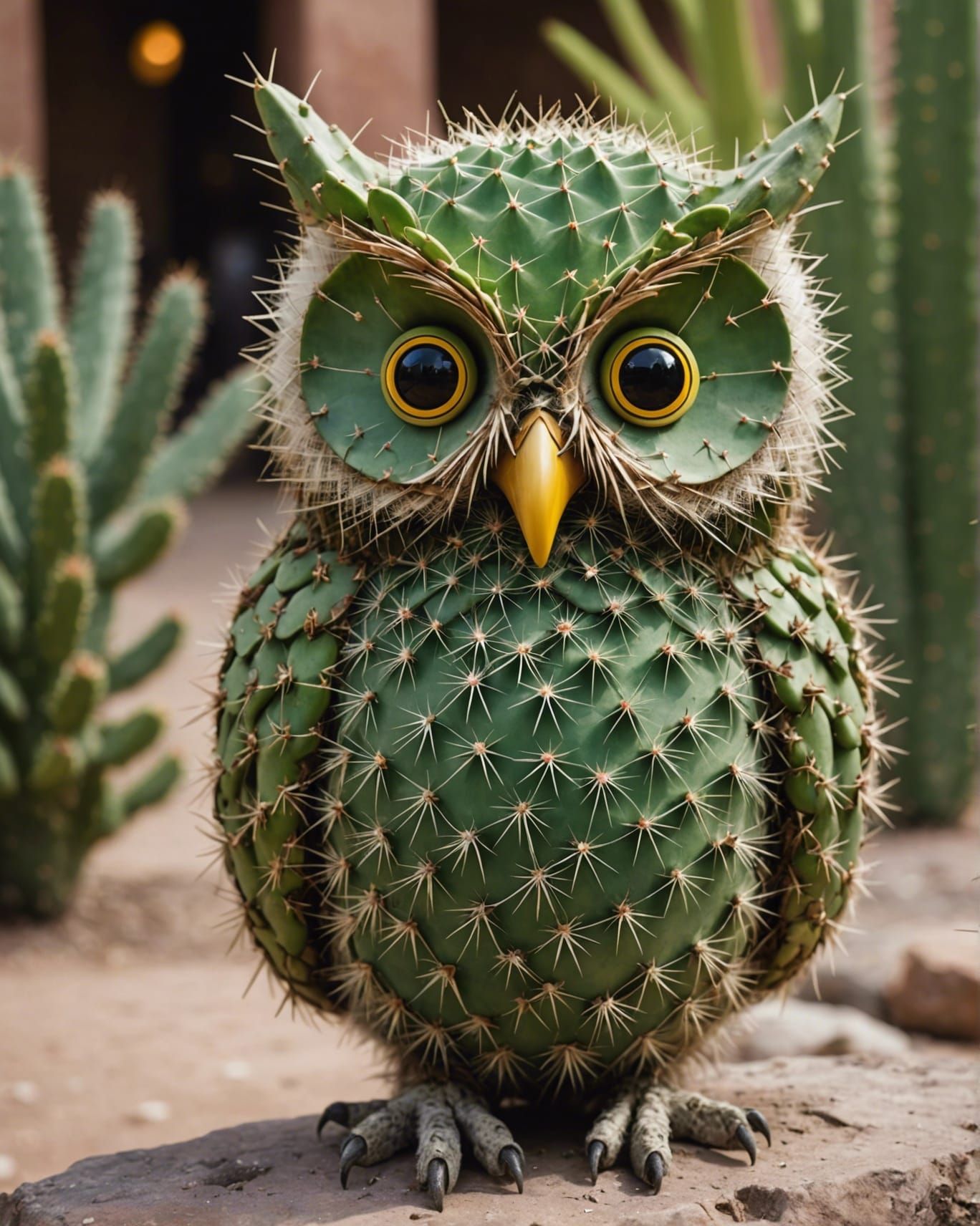 owl made out of cactus