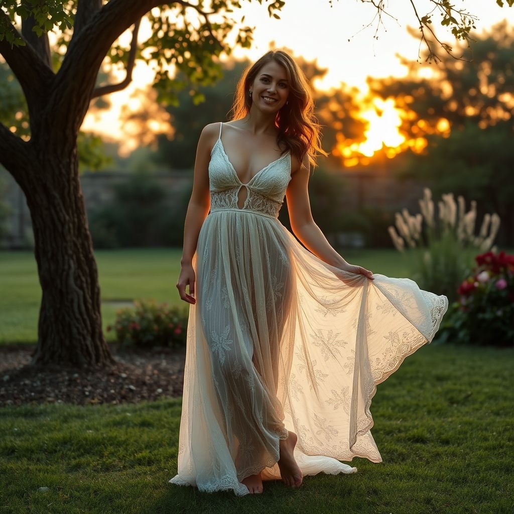 A very busty woman in a light