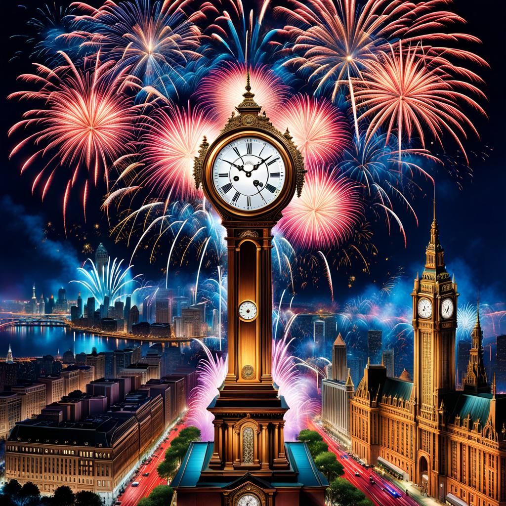 A grand clock Countdown to Midnight AI Generated Artwork