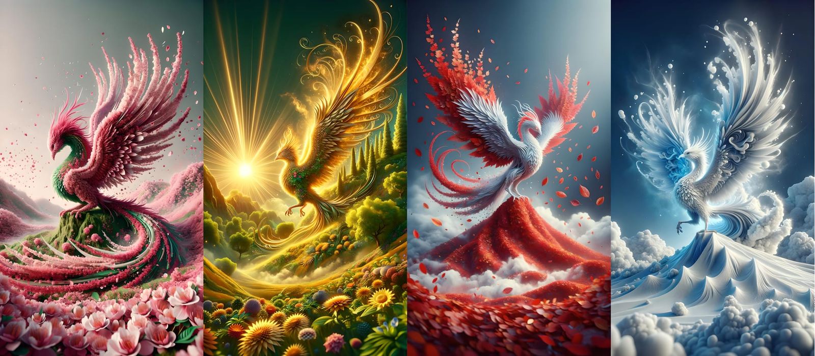 A combination of the 4 seasonal phoenixes i made