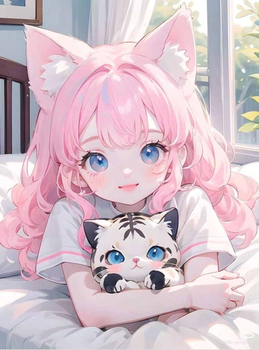 A cute girl with a tiny white tiger cub